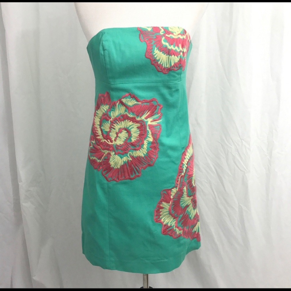 Lilly Pulitzer Lagoon green strapless dress